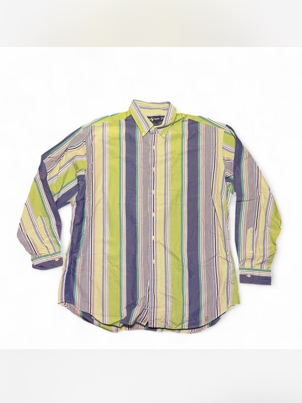 Y2K 2000s Retro Striped Ralph Lauren Blakely 100% 2-ply Cotton Button Down